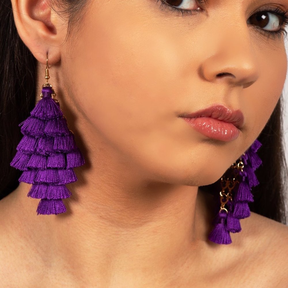 Purple Tassel Earrings